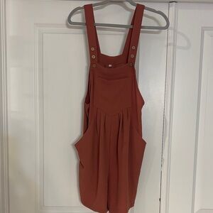 Chic Orange Dungarees with Button Accents